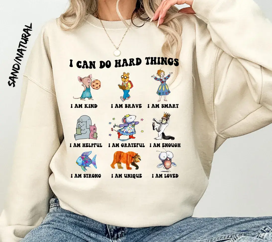 I Can Do Hard Things Sweatshirt, Children's Book Characters T-Shirt, Ms Frizzle Teacher Shirt, Books Reading Shirt, Teacher Outfit, Back To School