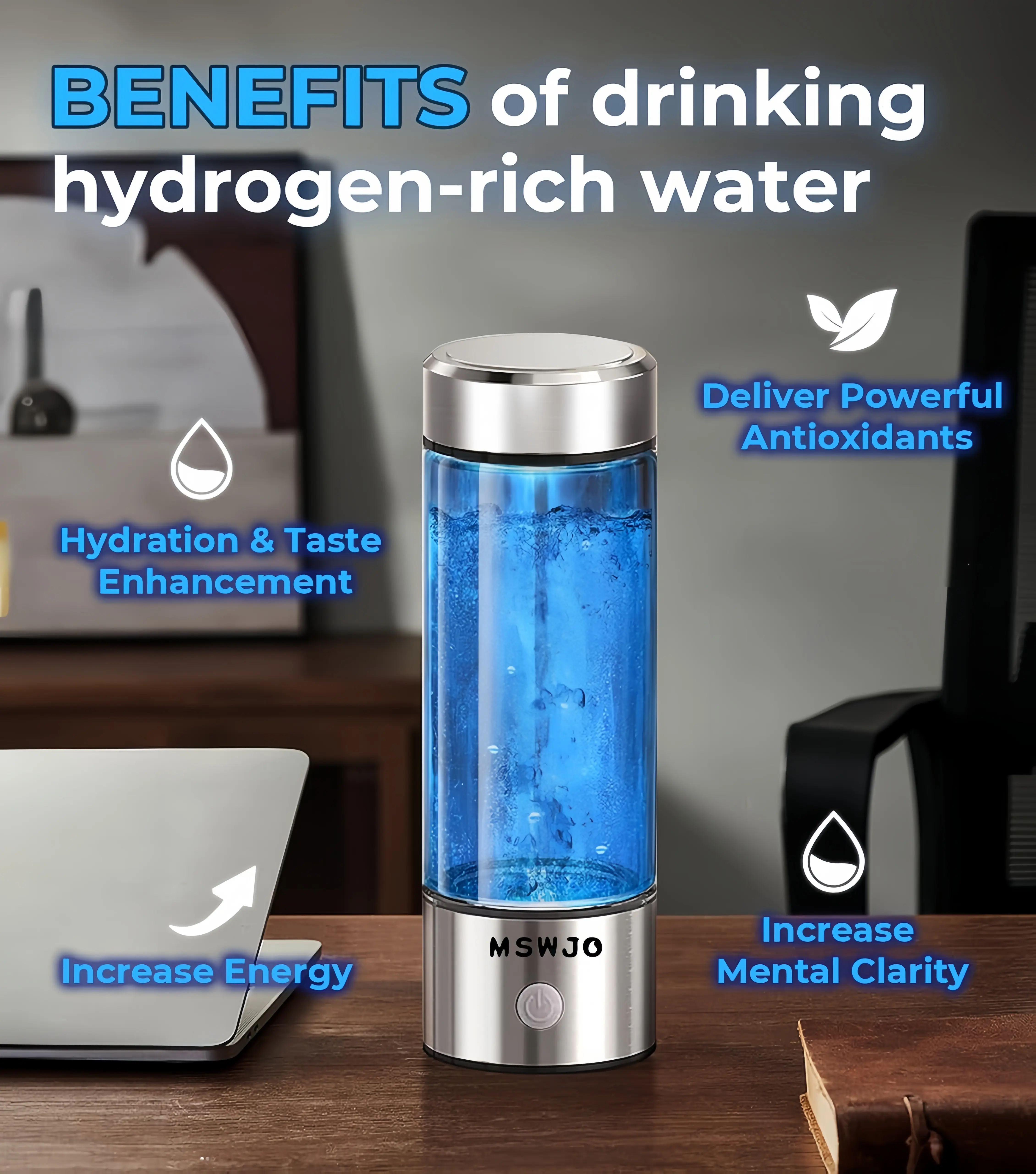 MSWJO Hydrogen Water Bottle and Tumbler Set 420ml USB Type-C
