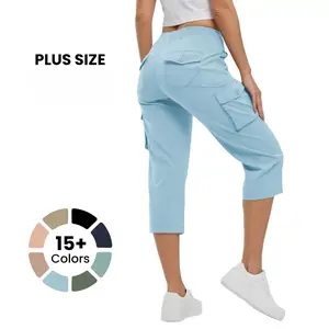 Womens Lightweight Capris Hiking Pants 6 Pockets Quick Dry Cargo Outdoor Trip Loose Shorts[Plus Size,S-XX   XL] Workout Bottoms Athletic Outfit # Mothers' Day # summervibes # outdoor fun