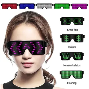 USB rechargeable multi-language LED flashing light-up glasses, suitable for Christmas concerts, birthdays, and holiday parties