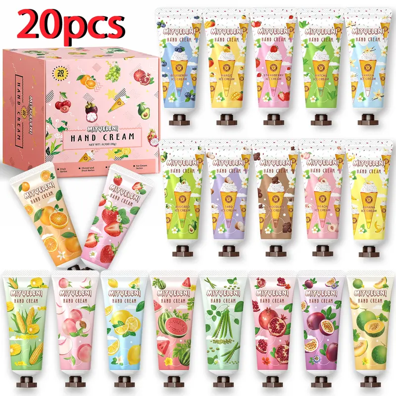 20pcs Hand Cream Gift Box Set, Fruit Hand Cream Travel Set, Valentine's Day Christmas Mother's Day Gift, Smooth Hand Skin Care, Hand Cream Travel Size