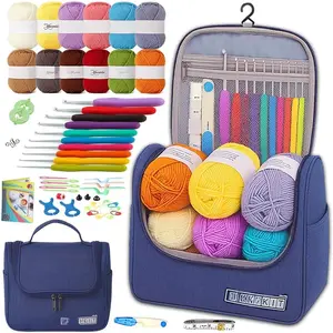 Crochet Kit for Beginners, in  Crochet Kits with 840 Yards Crochet Yarn, Crochet Hooks Set with Yarn for Adults,Navy