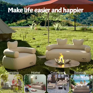 Inflatable Couch Outdoor Air Sofa, LED Blow Up Couches for Camping with Built-in Air Pump Rechargeable, Air Couch Self Inflatable Sofa Support 660 lbs, Inflatable Chair for Picnic Beach Home | Self Inflatable Chair