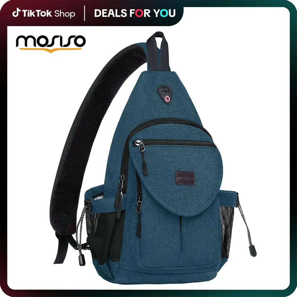 MOSISO Sling Backpack Canvas Crossbody Hiking Daypack with Anti-theft Pocket 15.51 x 9.84 x 5.51 Inches Lightweight Unisex Casual Use Sports Chest Bag