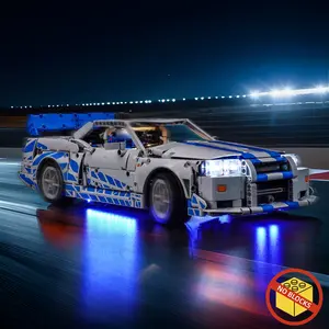 【BrickBling Light kit】 for Lego Technic 2 Fast 2 Furious Nissan Skyline GT-R (R34) Toy Car Building Set, Blue Underglow Lights for Lego 42210 ,Birthday, holiday, gift （No building blocks, just lights）