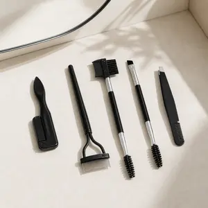 5PCS Salon Eyebrow Grooming Kit - Beauty & Personal Care Makeup Tools with Precision Brow Razor, Spoolie Brush, Angled Brush, Durable Tweezers for Lightweight Application, Seamless Blending, Flawless Shaping