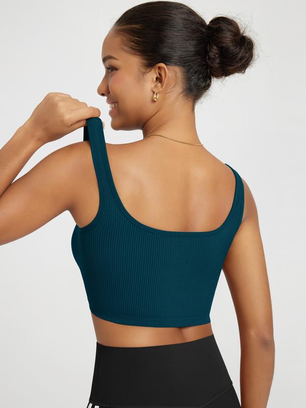 ODODOS 3-Pack Seamless Square Neck Crop Tank for Women Ribbed Knit Soft Low Back Cropped Tops ODODOS 3-Pack Seamless Square Neck Crop Tank for Women Ribbed Knit Soft Low Back Cropped Tops