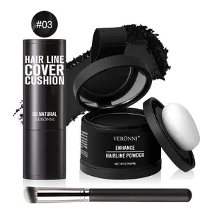 Hairline Cover Cushion Powder with Brush, 3 Counts/set Natural Coverage Instant Waterproof Hairline Shadow Concealer, Unisex Hair Styling Product
