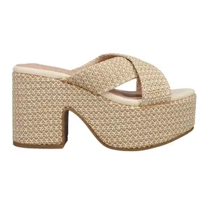 Shu Shop Womens Imelda Platform  Casual Sandals Casual High Heel 3" & Up - Beige