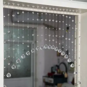 20 Strings  Beaded Curtain, Arched Door String Curtain,  Doorway Room Divider Suitable for , Coffee House, Bedroom, Restaurant. (Clear)