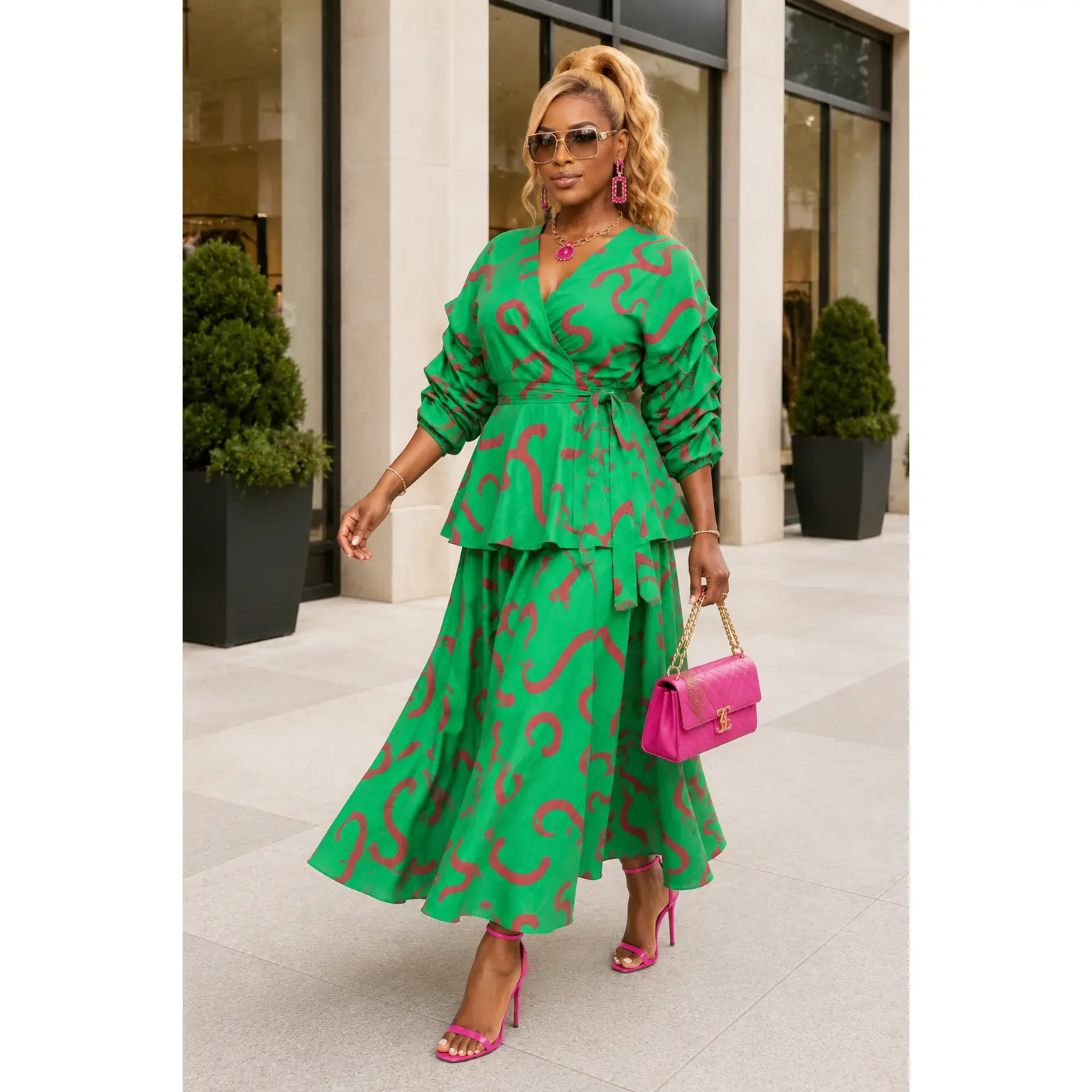 Delightful- Pink and Green Fashion Set