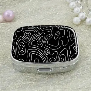 Abstract Line Pattern Pill Case, 2 Compartment Medicine Case, Rectangle Decorative Box, Vitamin Pill Organizer For Pocket Purse And Travel Bag Healthcare, Medical Organizer
