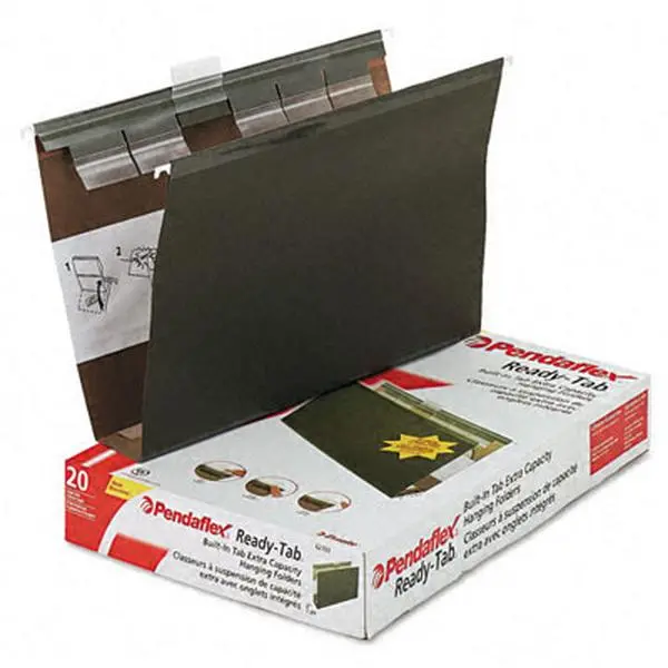Esselte 42703 Ready-Tab 2" Capacity Reinforced Hanging File Folders- Legal- Green- 20/Box
