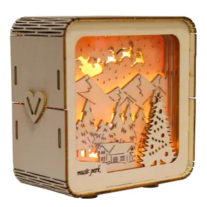 3D Wooden Puzzles Merry Christmas Model Kit Night Lights Desk Decorations Birthday Christmas Gifts For Women