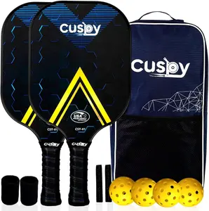 Fiberglass Pickleball Paddles Set USAPA Approved  – Includes Pickleball Paddles with Sturdy Graphite Surface and Trendy Dark Blue Color, Pickleball Balls, Extra Grip Tapes, Durable Pickleball Bag, Wristbands