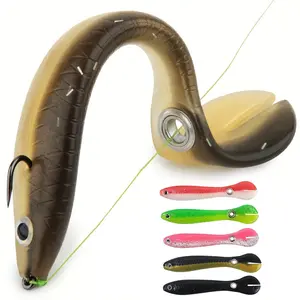 Set of 5 Flexible PVC Earthworm Lures, Designed for Casting and Swinging, Ideal for Catching Carp and Bass Fishing, Soft Fishing Lure