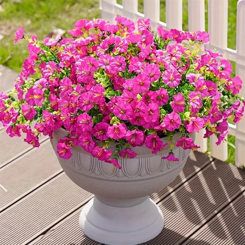 8 packs Artificial Flowers for Outdoor Decoration,FauxDaisy Flowers for Fall Decor,Realistic Eucalyptus LeavesSilk Mums Fake Plants for Garden Pot,FrontPorch,Courtyard,Patio,Lawn
