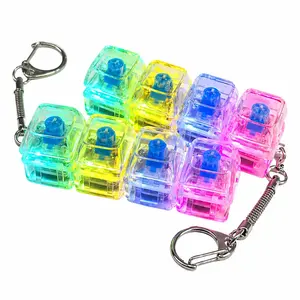 Keyboard Fidget Toy, 4-in-1 Stress-Relief Button Keychain,Transparent Color with Non-Illuminated or llluminatedOptions, Valentine's Day Gift