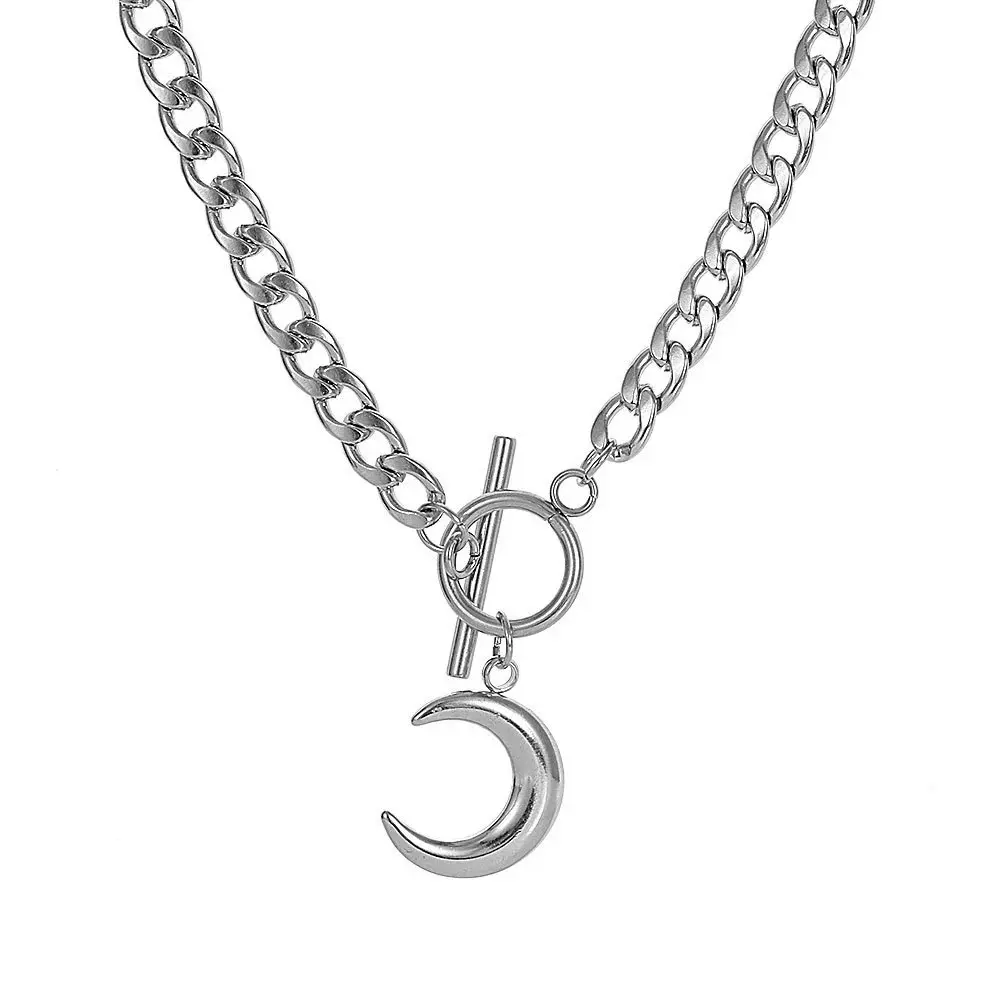 Moon Pendant Necklace for Men Women