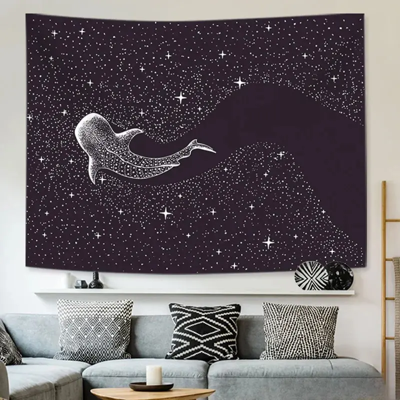 Shark and Star Tapestry Wall Hanging for Bedroom and Dorm Room Decor with Free Installation Package Perfect for Badroom Decor