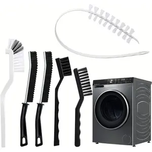 6 count Washing Machine Cleaning Brush Kits, Front Load Washer Cleaner Brushes Tools - 1 count Drum Laundry Cleaning Brush and 5 count Crevice Cleaning Brushes for Lint, Tight Spaces and Washer Rubber Seal