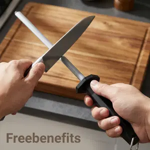 12inch Diamond Honing Steel with Ergonomic Handle Professional Knife Sharpener Rod Lightweight Diamond Knife Sharpening Steel Rod for Honing Knife Blades Chef Knives and Shears