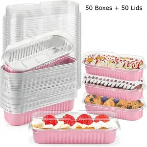 30 Pcs Mini Loaf Pans with Lids, 6.8 oz Rectangular Aluminum Foil Baking Pans, Mini Loaf Containers for Baking Cups, Cake Cups, Holiday Events
