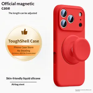 Magnetic Liquid Silicone Phone Case for iPhone 17 Pro Max/16/15/14/13, Airbag Stand, Skin Feel, Shockproof Protection, Finger-Resistant Tech Accessory, Customized Magnetic Casing, Accessories, Tech Accessories