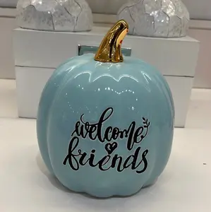 Blue and Gold Ceramic Pumpkin Decor for Your Collection