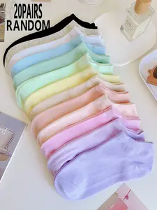 Women's Underwear Macaron Color Sporty Casual Comfortable Breathable Short Ankle Socks, 1/5/10/15/20 Pairs, All Seasons, Fitted Style