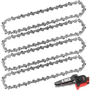 6 Inch Chainsaw Chain, 4 PCS 6 Inch Cordless Electric Portable Mini Chainsaw, Portable manganese steel wear-resistant mini saw chain, Suitable for Cutting Wood, Bamboo, Plywood (37 Drive Links)