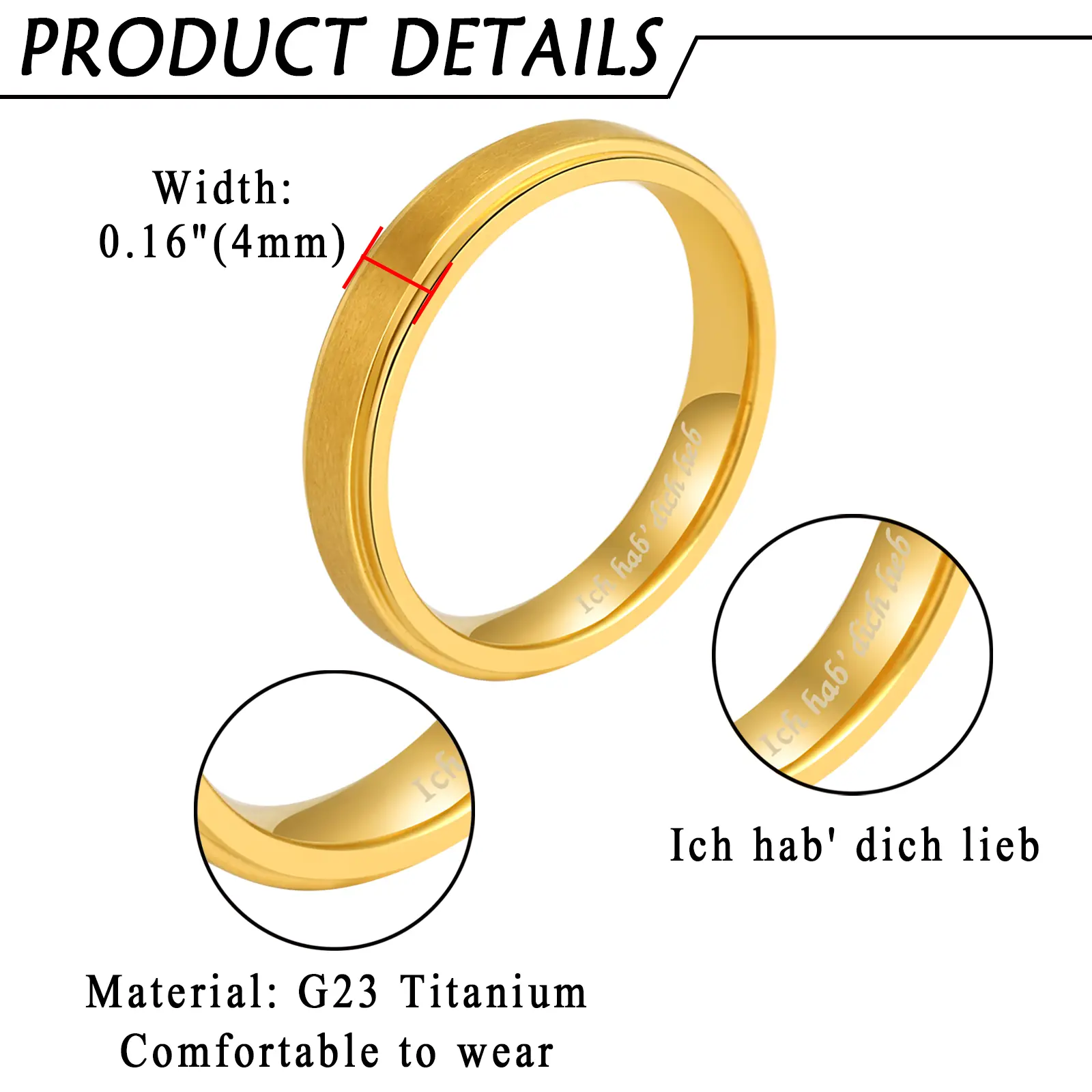 OIDEA G23 Titanium Promise Ring - Engraved, Polished Titanium Construction Ring for Men, Fashion Accessories Costume Jewelry Band, Titanium Construction Rings