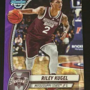 BASKETBALL- 2024-25 Bowman University Chrome - Riley Kugel Purple Lava Refractor #70 Mississippi St. Bulldogs sports  cards