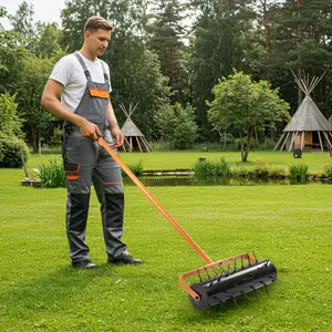 【Summervibes】Ubesgoo Lawn Aerator Heavy Duty Garden Tool Kit, Rolling Aerator Lawn Tool,  Grass Aerator & Garden Tools for Aeration & Soil Health, Orange & Black