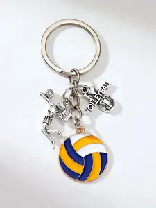 Volleyball Theme Keychain, Alloy Material, Includes Volleyball Pendant, Car Decor, Bag Decoration, Gift for Athletes and Fans
