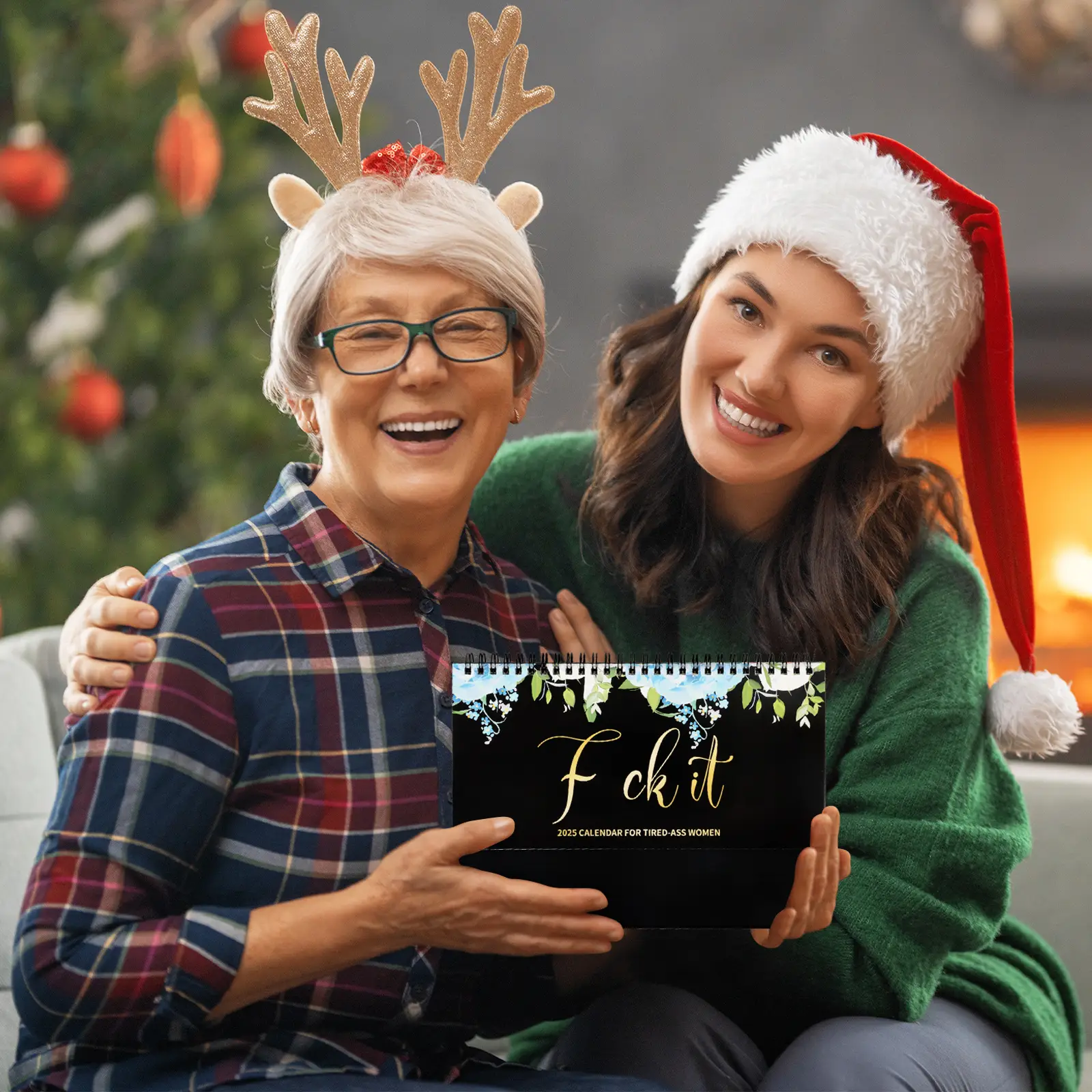 2025 Calendar for Tired-Ass Women, Desktop Calendar Home Office Hanging Desk Calendar, Swear Monthly Gag White Elephant Gift for Christmas