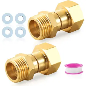 Garden Hose Swivel Connector, 3/4" GHT Brass Hose Fittings, 360  Swivel  to Feale Hose Adapter with Extra 4 Washers