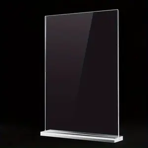 1pc Changeable Letter Board Sign Holder, Double-Sided T-Type, Transparent Menu Display Stand with V-Shaped Card Slot, for Parties, Graduations, Office - PMMA Material