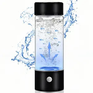 Hydrogen Water Bottle, 420ML Rechargeable Portable Hydrogen Water Generator, Water Ionizer for Home, Office, Travel and Camping (Black)