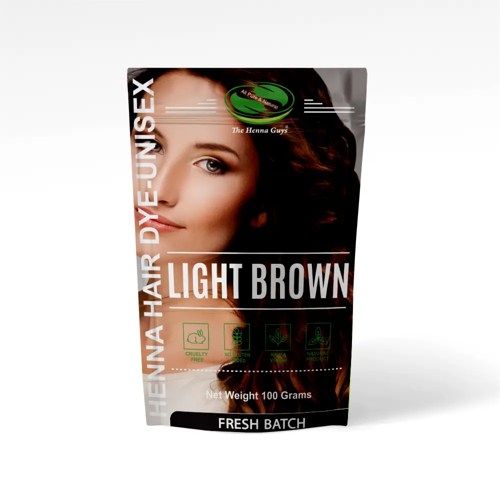 Light Brown Henna Hair Dye - The Henna Guys | Covers Grays Naturally | Soft Brown Tones  | Adds Shine- 100 grams
