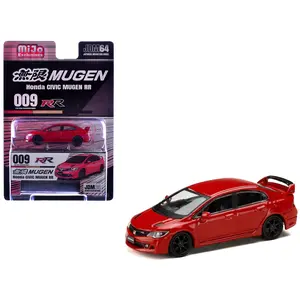 Honda Civic Mugen RR (FD2) RHD (Right Hand Drive) Milano Red "JDM64" Series 1/64 Diecast Model Car by Hobby Japan