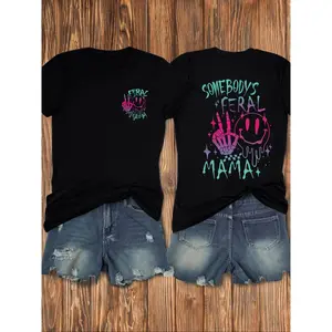 Y2K Campus Western Sweet Cool Back-To-School Set, Womenswear, Short Sleeve Western Cow Print, High Waist Ruched Shorts, Spring & Fall Fashion