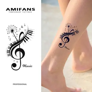 AMIFANS Temporary Tattoo Music Note Dandelion, Semi Permanent Tattoo,Lasting 1-2 Weeks Tattoo, Long Lasting Tattoo, Juice Tattoo, Realistic Tattoo, Romantic Tattoo, Fake Tattoo, Waterproof, Authentic Tattoo Look, Niche Design Tattoo, Fruit Tattoo