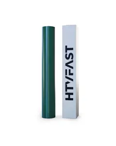 HTVFast HTV Vinyl Rolls Heat Transfer Vinyl - 11.8" x 20' Roll - Flexible & Stretchable PU Material - Easy to Cut, Weed & Transfer with Home Iron-Works on Plastic, Wood, Ceramic & Fabric (Dark Green)