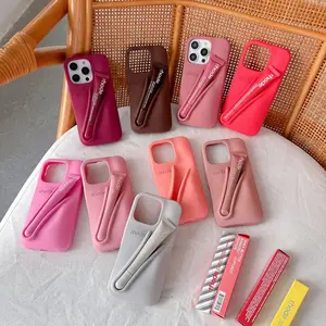 RHODE Makeup Inspired Silicone Phone Case for iPhone 11 12 13 14 15 16 17 Pro Max, Cute Lipstick Holder Shockproof Protective Cover for Everyday Use