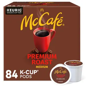 McCafe Premium Roast, Single-Serve Keurig K-Cup Pods, Medium Roast Coffee Pods Pods, 84 Count Beverage Flavor Bean