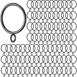 100 Pcs Bulk Pack Metal Curtain Rings with Eyelets, 1.5-in Inner Diameter, for Drapery Clips Hooks, Sliding Window, Bathroom Door & Shower Rod (Black)
