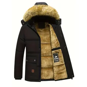 Men's Winter Warmth Hooded Jacket with Detachable Hat - Thick Fleece-Lined, Windproof Coat for Outdoor Activities