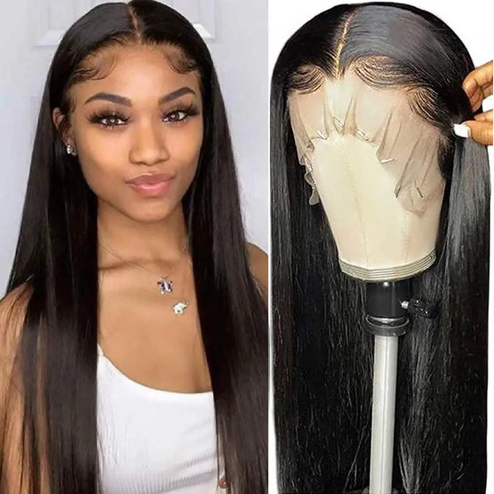 TikTokShopBlackFriday Bling Hair 13x4 13x6 Lace Frontal Bone Straight Wigs Brazilian Human Hair Wigs On Sales Pre Plucked Natural Hairline Hd Transparent Human Hair For Black Woman 4x4 Lace Cheap Wigs 30 28 Inch 180% Density