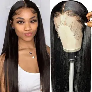 TikTokShopBlackFriday Bling Hair 13x4 13x6 Lace Frontal Bone Straight Wigs Brazilian Human Hair Wigs On Sales Pre Plucked Natural Hairline Hd Transparent Human Hair For Black Woman 4x4 Lace Cheap Wigs 30 28 Inch 180% Density